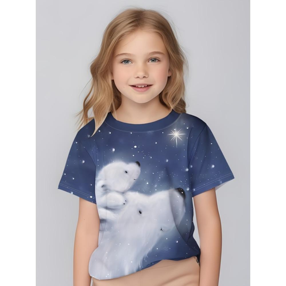 Детская одежда Футболки для девочек Детские футболки с коротким рукавом Милый узор с принтом Повседневная одежда для девочек Детская летняя одежда Топы