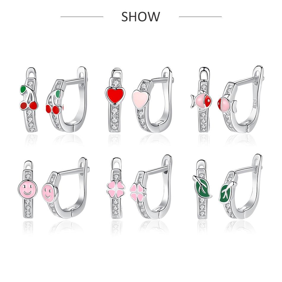 Милые серьги-кольца из стерлингового серебра 925 пробы с животными, серьги-кольца с красной эмалью для детей, модные ювелирные изделия, подарок