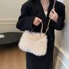 Autumn Furry Portable Small Bag Fashion Pearl Small Square Bag Autumn and Winter Textured Ladies Crossbody Furry Bag