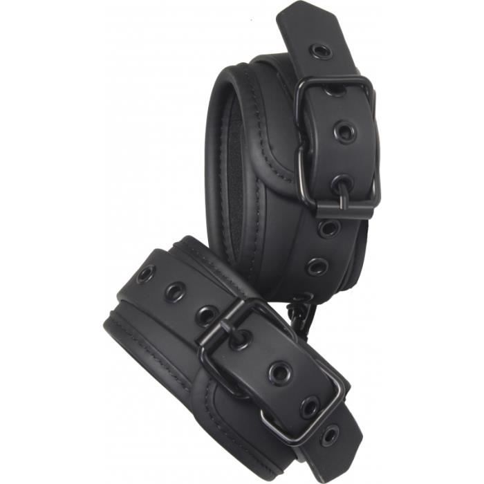 Menottes - BLAZE - Luxuty Fetish - Simili Cuir Noir - Réglables - Adulte