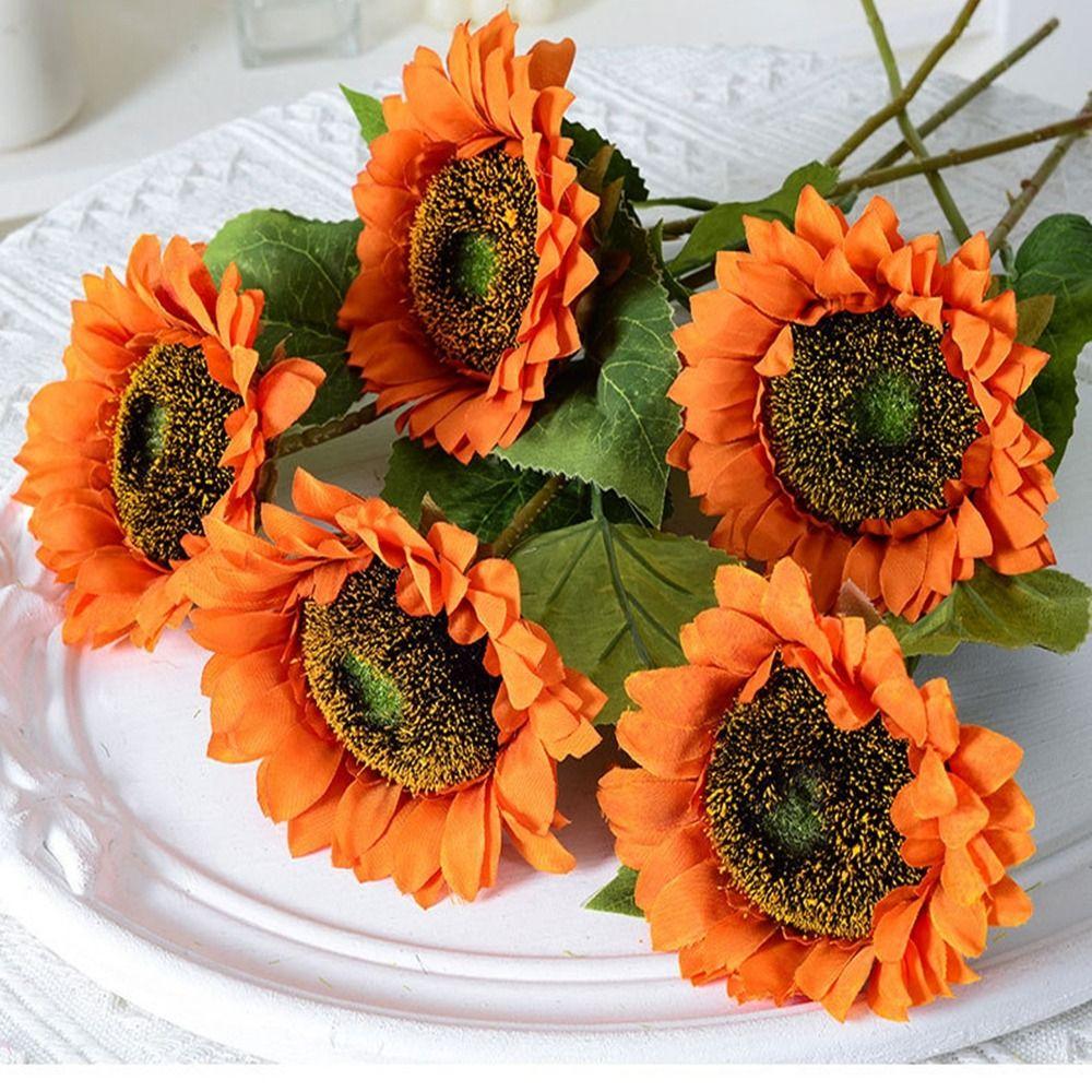 Желтый Осенний Декор Цветок 4 Цвета Шелковый Искусственный Подсолнух Домашнее Украшение