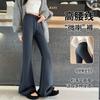 Gray Slightly Pulled Sweatpants Women's Small New Spring and Autumn High-waisted Thin and Drape Casual Flared Pants