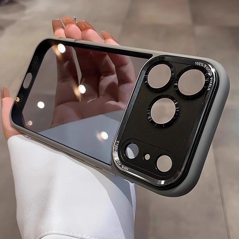 New Hard Acrylic Transparent Phone Case for iPhone 17 Air 13 14 12 15 16 17 Pro Max Plus Lens Film Protection Shockproof Cover