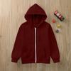Boys Girls Children's Zip Up Hoodie Loose Solid Color Hooded Sports Shirt Sweatshirt Jacket Coats With Pocket