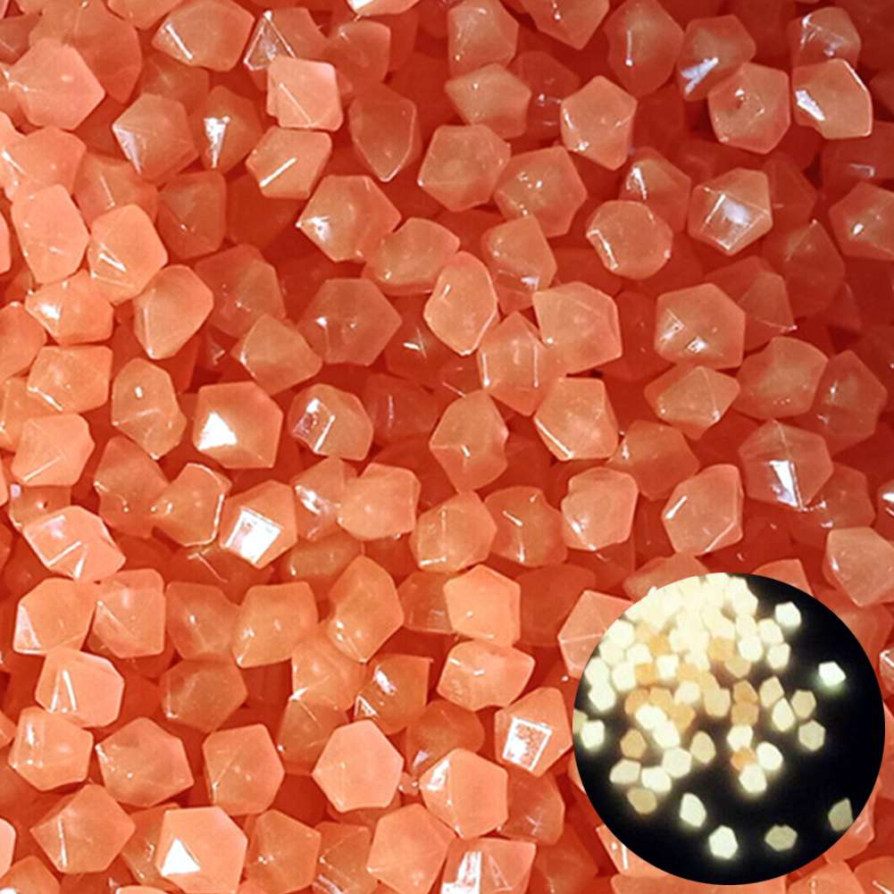 500PCS Luminous Stone Fish Tank Aquarium Landscaping Luminous Stone, Diamond Shaped Colorful Glowing Stones, Outdoor Decoration