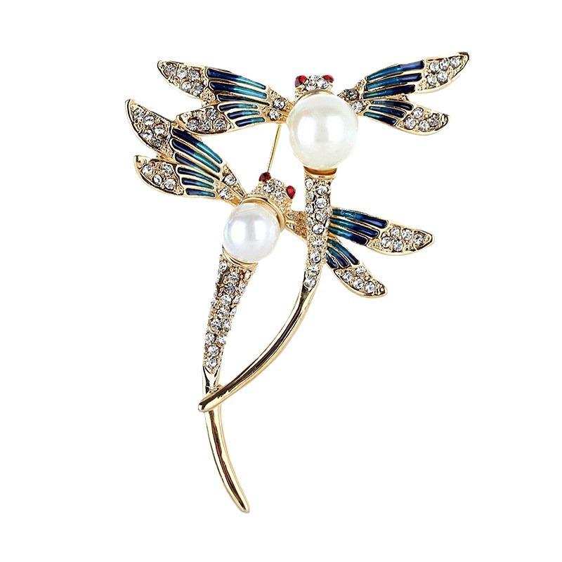 Retro Diamond-Encrusted Dragonfly Brooch Temperament Dripping Insect Brooch Niche Design Sense Pin Suit With Accessories