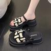 Shoes Indoor Women's Slippers and Ladies Sandals Platform Slides Summer 2025 Black Thick Rubber Home House Original Shoe Luxury