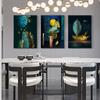 Modern Luxury Green and Gold Style Print On Canvas Poster Wall Pictures Home Painting Decor Bedroom Living Room Hotel Restaurant 3 Pieces