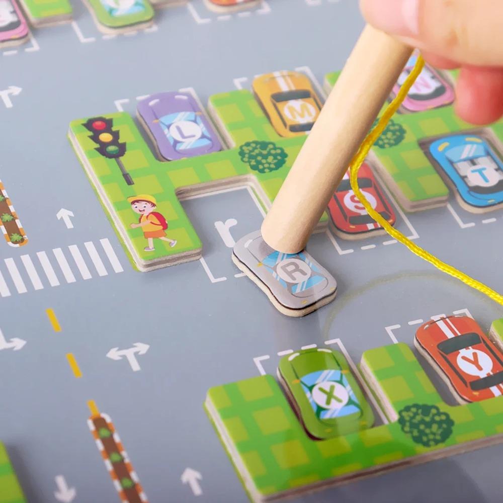 Монтессори Магнитный лабиринт с алфавитом Головоломка с буквами Подарки для детей Головоломки с парковкой для детей Дошкольницы Мальчики Дети