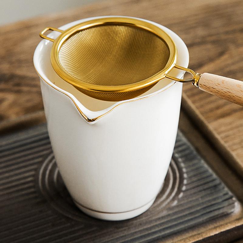 Wooden Handle Reusable Tea Strainer Stainless Steel Fine Leak Mesh Sieve Tea Leaf Infuser Coffee Filters Teapot Accessories