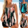 Summer Women's Color Block Printed Tank Top and Shorts Two-piece Swimsuit Design, Sexy Beach Set S-6XL