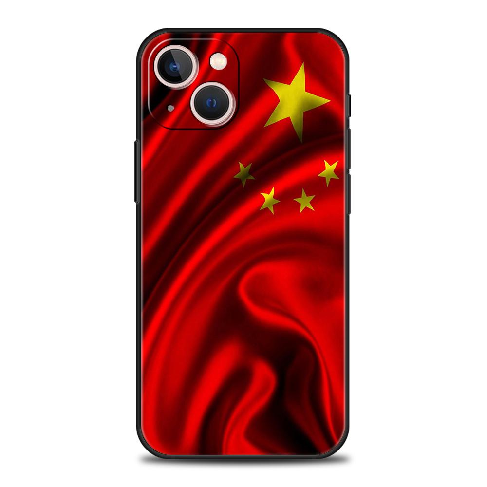 Чехол для телефона с флагом Китая для iPhone 16 15 14 13 12 Pro Max 11 Pro Max 7 8 Plus XS XR Ударопрочный Мягкий чехол Capas