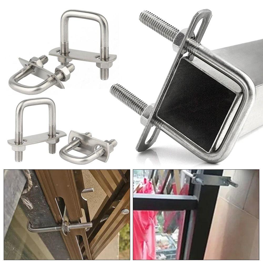 2Sets With Baffle Pipe U-clamp Iron Squa Bolt New Square Clamp