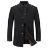Autumn and Winter Velvet Stand-up Collar Woolen Coat for Men's Middle-aged and Elderly Thickened Men's Woolen Coat