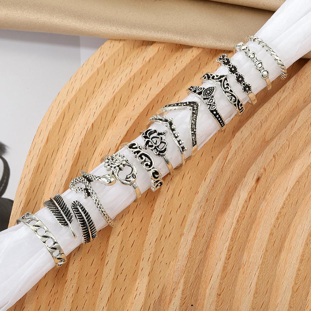 14 шт., выдолбленное вручную кольцо, набор регулирующих колец для ювелирных изделий из перьев