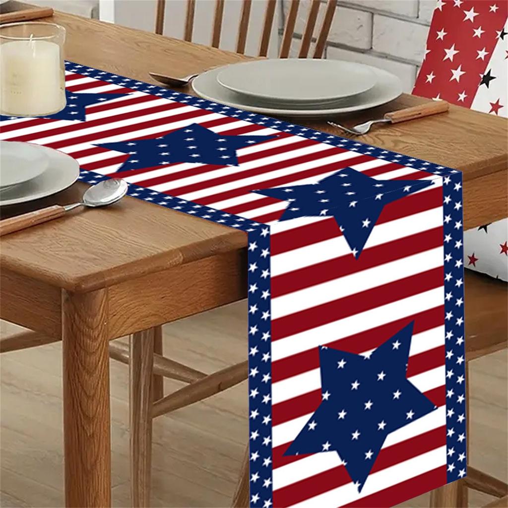 Creative Independence Day Polyester Cotton Printed Table Flag Table Decorations