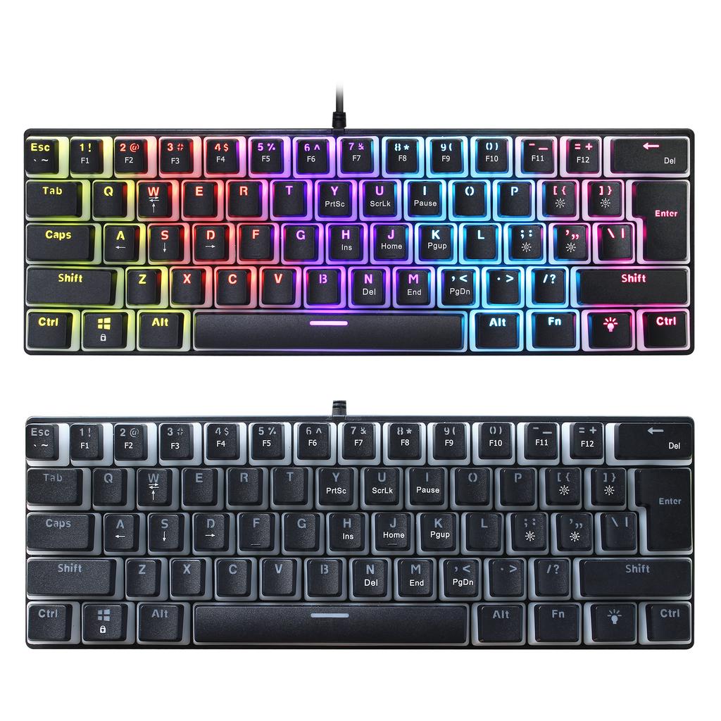 HXSJ Проводная игровая клавиатура 61 клавиша 12 цветная смешанная подсветка механическая клавиатура с механическим