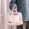 Foldable Handle Cake Container Round Cake Case Food Storage Tray Plastic Cake Box  Picnic