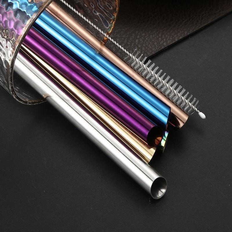 304 Stainless Steel Oblique Straw Titanium-Plated Color Straight Tube Restaurant Drink Coffee Milk Tea Drinking Straw Metal Straw
