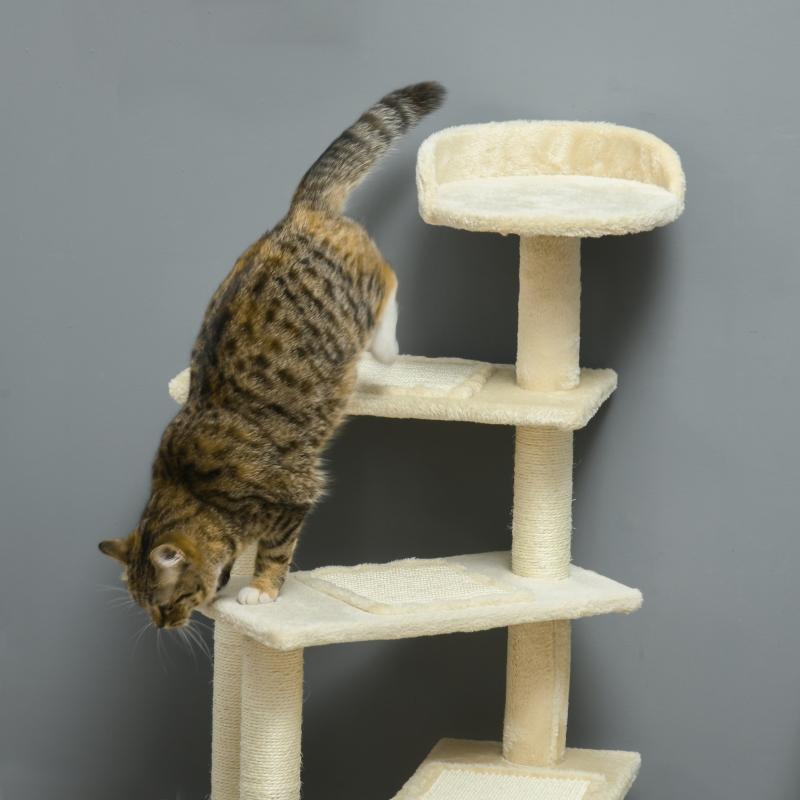 100 cm Cat Tree with Sisal Posts, Large Platform, Multi-Level Cat Tree, Climbing Tree, for Small & Medium-Sized Cats, Beige
