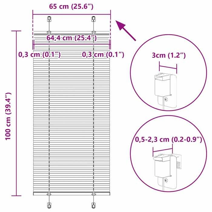 VidaXL Store Plissé Rose 65x100 Cm Largeur Du Tissu 64,4 Cm Polyester, Store Plissé De Fenêtre, Store Accordéon, Store 4015425