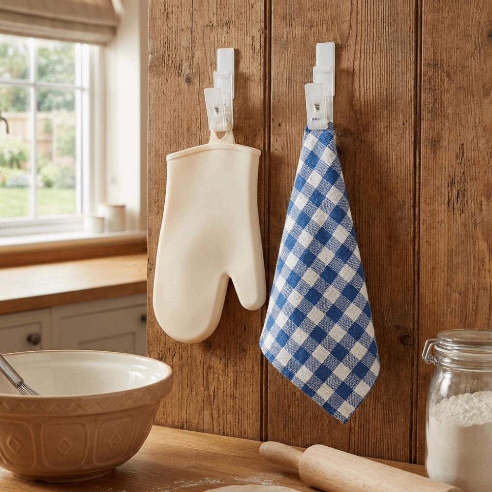 6PCS Plastic Wall Storage Hook No-Punch Glove Clips Practical Dishcloth Clips  Living Room
