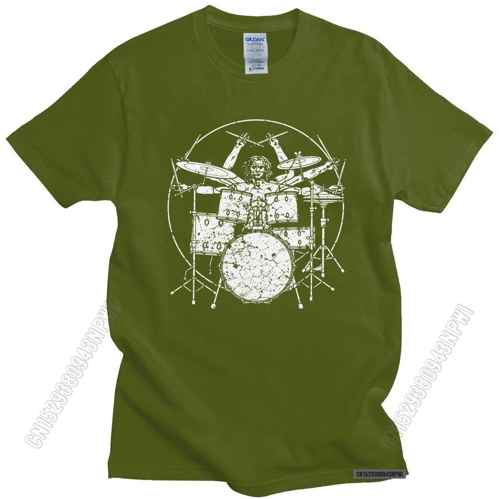 Novelty Cute Vitruvian On Drums Tshirt Cotton Printed Drummer Tee Drumming T Shirts Clothing T-Shirt Streetwear