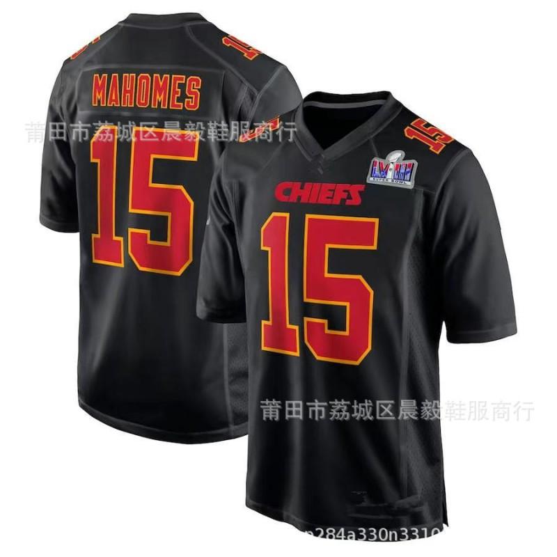 Kansas City Chiefs NFL Football Jersey Mahomes 15 Kelce 87 Embroidered Cotton Mens Team Sport Shirt