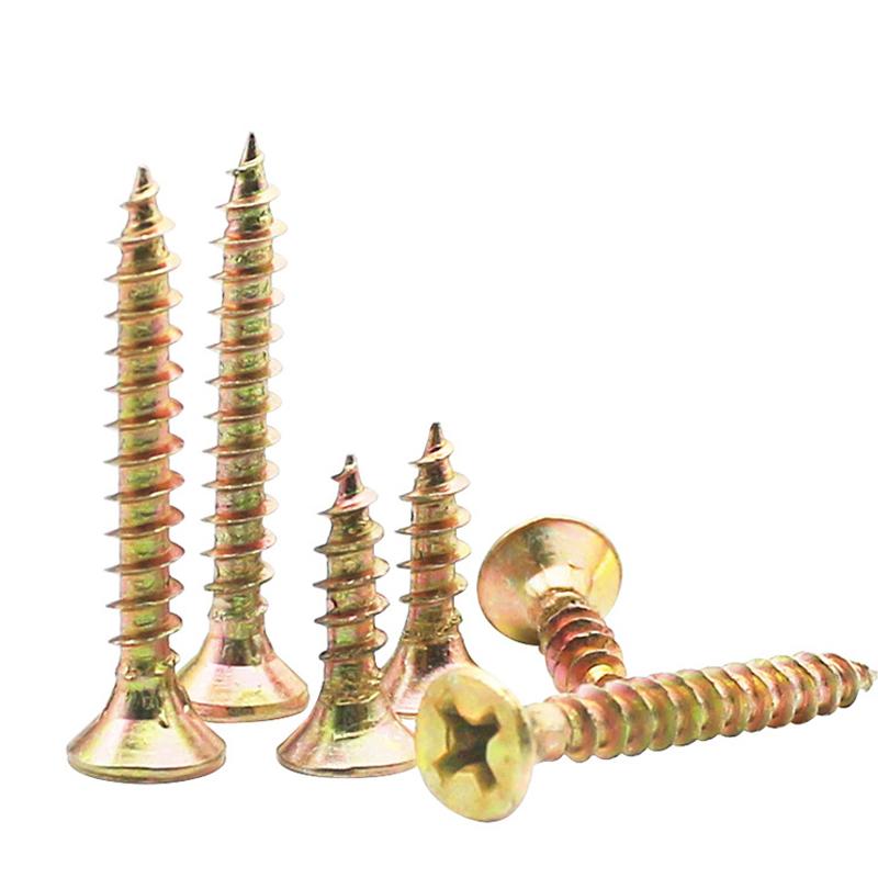 100pcs/lot M3 M3.5 M4 M5 M6 Zinc Coated Cross Recessed Countersunk fibreboard Chipboard Flat Head Self Tapping Wood Screw