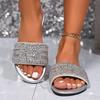 Модные серебристые блестящие хрустальные шлепанцы для женщин больших размеров, легкие удобные шлепанцы на платформе, женские 2025 лето, нескользящая пляжная обувь