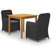 Day and Night - Day and Night 3-piece Garden Dining Set Black