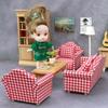 Simulation chair Wooden Table Doll House Decoration Dollhouse Sofa Cushion Table Furniture Toys