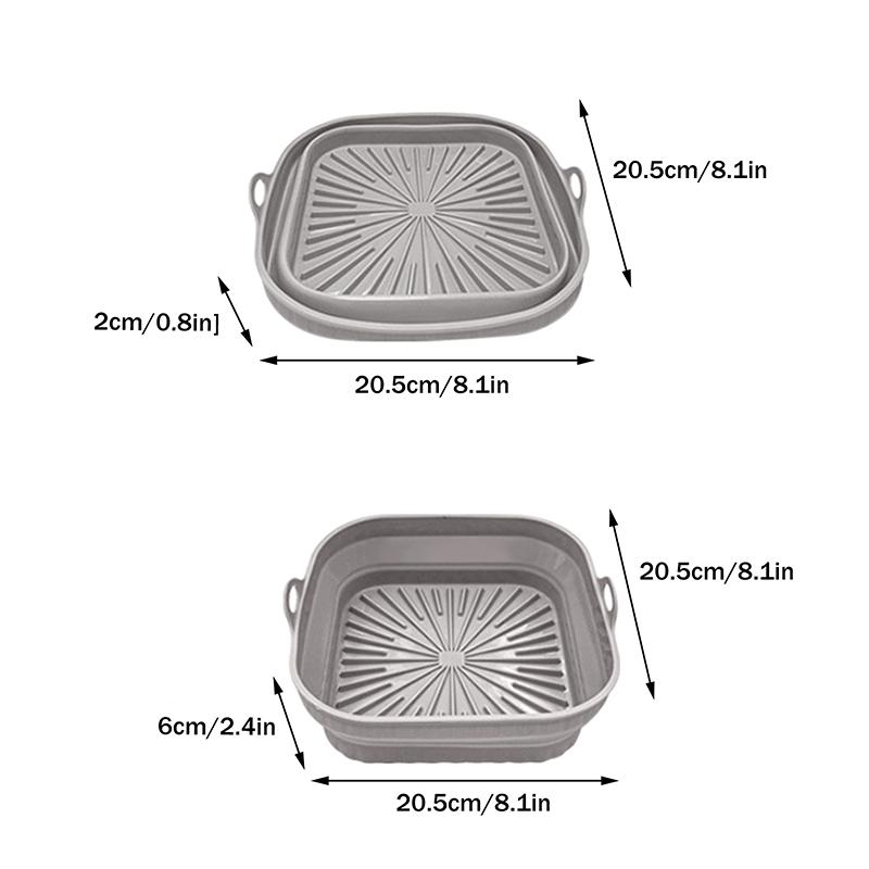 Силиконовая корзина для аэрофритюрницы, квадратная складная форма для выпечки в духовке аэрофритюрницы, многоразовая, безмасляная, кухонные аксессуары для приготовления пищи
