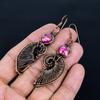 Pink Spiny Oyster 999 Copper Wire Wrapped Earrings, Handmade Gemstone Jewelry Earrings, For Memorial Day