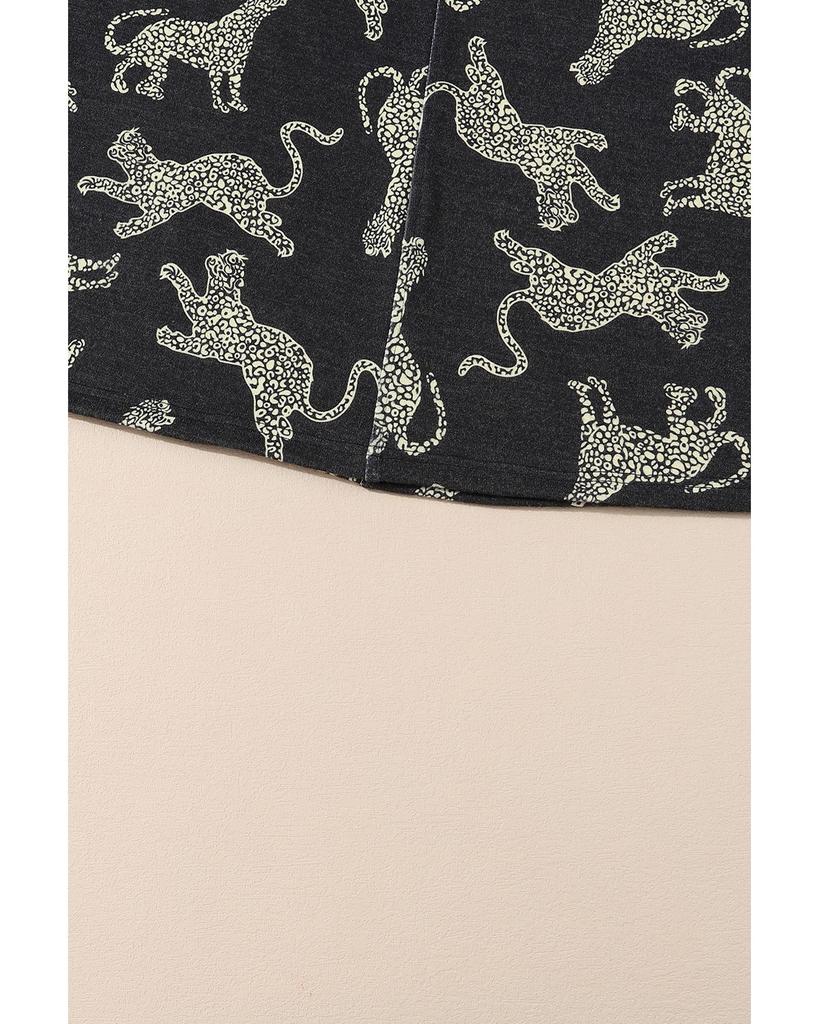 Azura Exchange Черный топ с длинными рукавами и ярким принтом гепарда