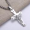 New Fashion Women Men Jesus Crucifixion Cross Pendant Necklace Stainless Steel Cuban Chain Silver Color Jewelry Gift