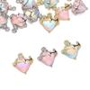 Радужные стеклянные и металлические шармы в форме сердца для изготовления украшений своими руками