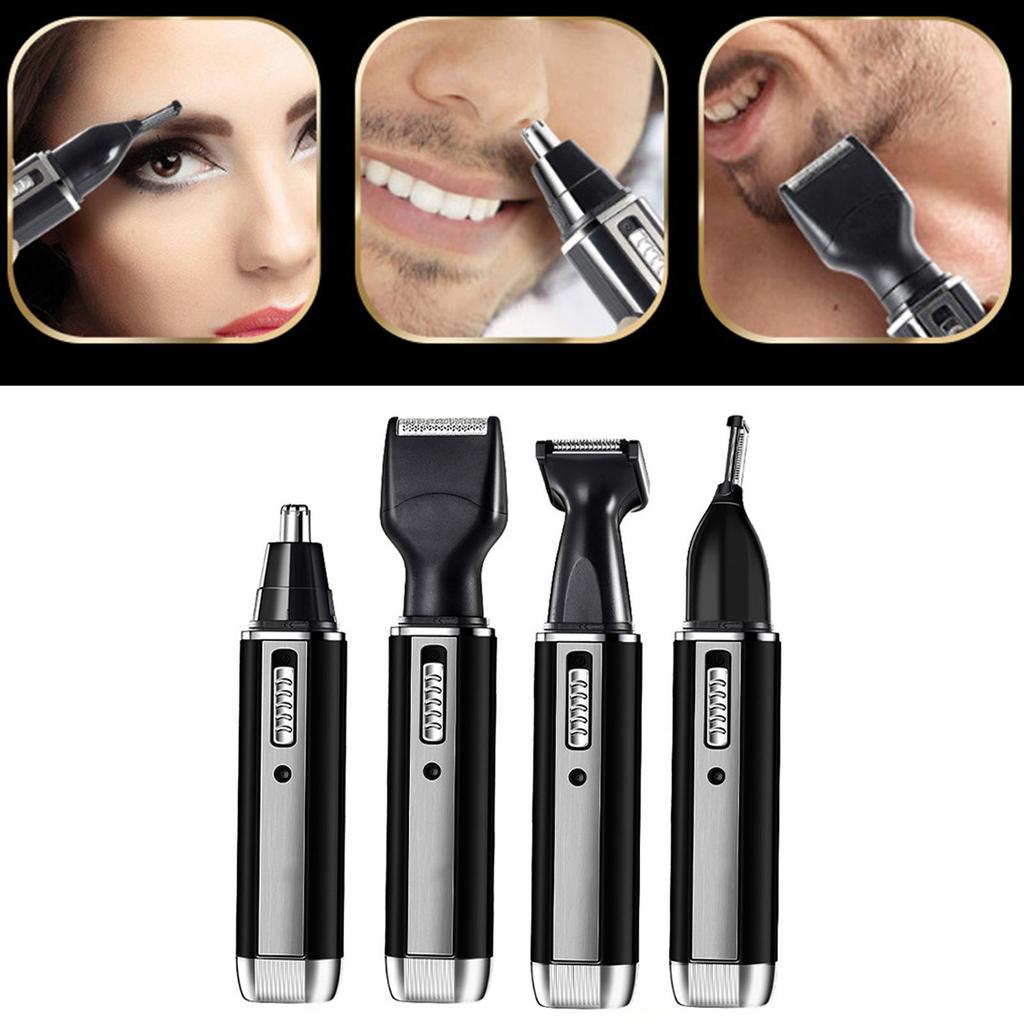 Триммер для бороды и носа, электрический, 4 в 1, перезаряжаемая бритва для удаления волос для мужчин, литиевая батарея 300 мАч
