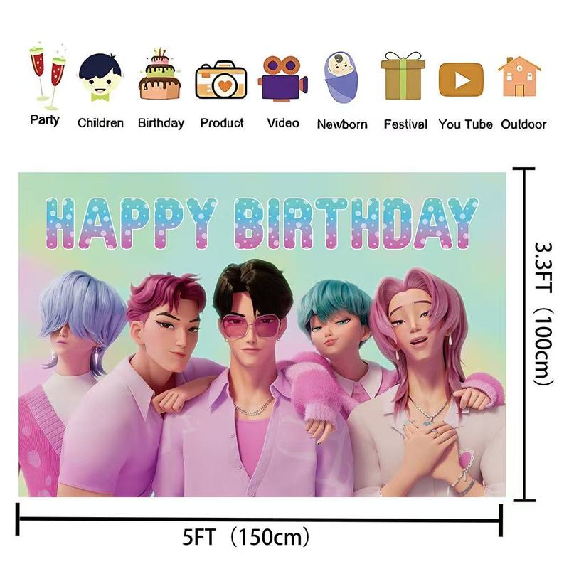 Kpop Охотники на Демонов Saja Boys День Рождения Фото Фон Девочки Мальчик С Днем Рождения Фон Реквизит для Фотосъемки