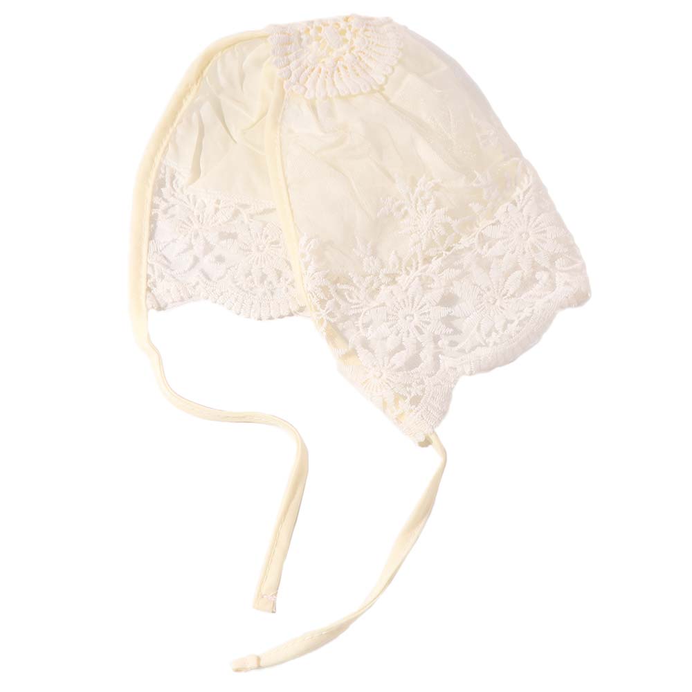 White Infant Lace Hat Flower Girl Bonnet Cap Cute Baby Lace Hat Newborn