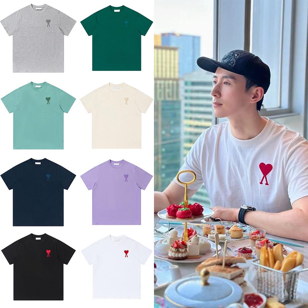 AMI CLAMS модная хлопковая футболка унисекс с вышивкой Love