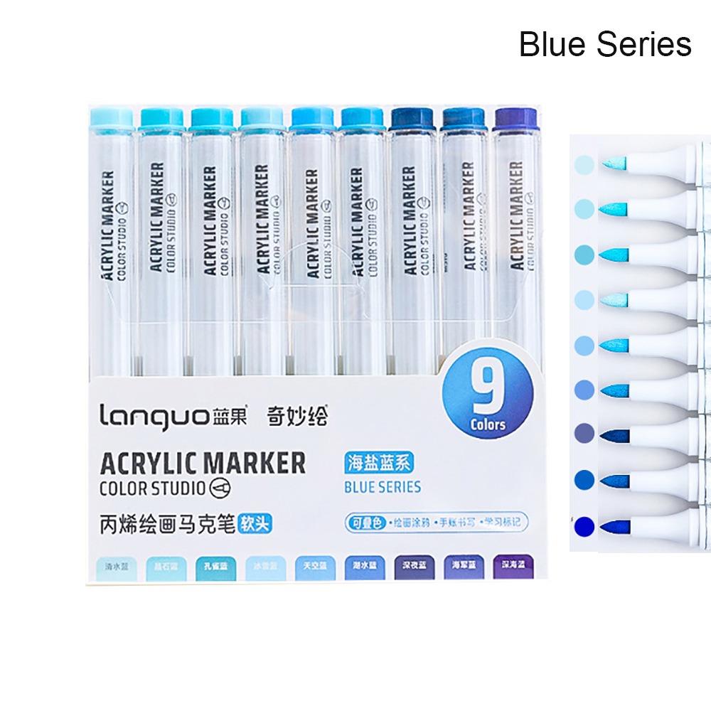Quick Drying Acrylic Marker Pen 9-Colors Art Watercolor Pen Professional Colour Pen Graffiti