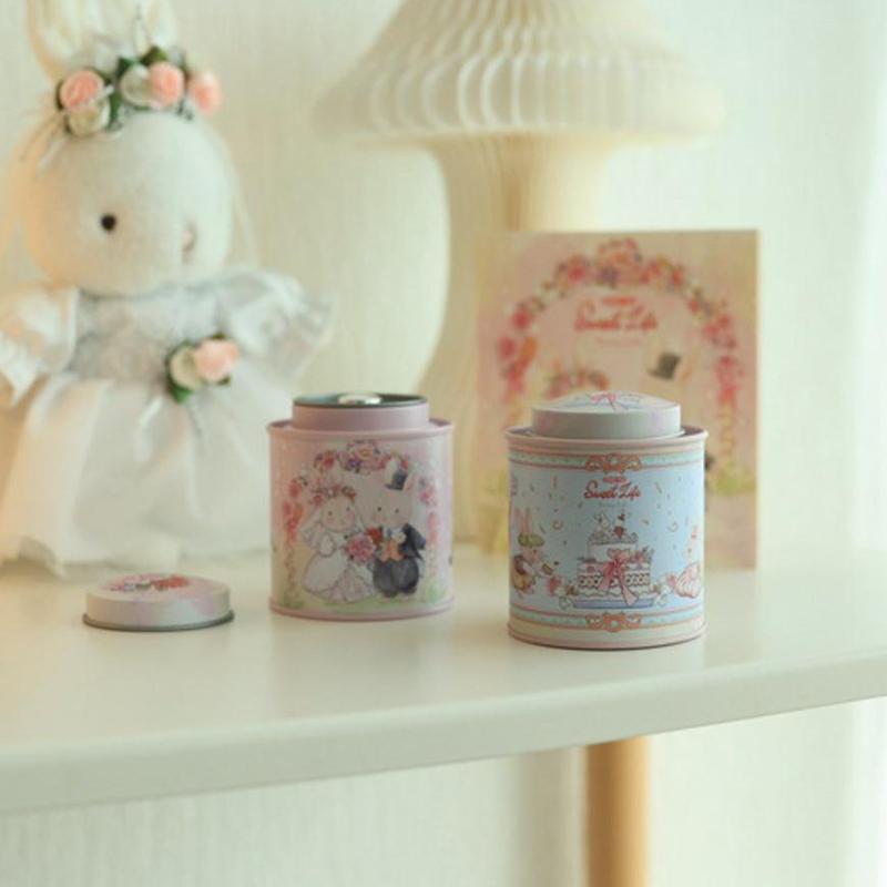 Мультяшный чемоданчик Jellycat в виде кролика, жестяная коробка для хранения, коробка для конфет и печенья, круглая металлическая шкатулка для украшений, подарочная коробка для свадьбы, дня рождения, вечеринки