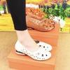 Summer New Round Head Hollow Retro Sandals Soft Leather Hole Shoes Low Heel Soft Sole Famous Style Light Mouth Shoes