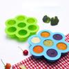 Large Baby Silicone Complementary Food Box Storage Box Silicone 7 Holes Ice Lattice Food Grade Silicone Ice with Lid