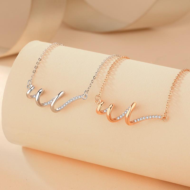 Spiral Wave ECG Necklace Women 3D Heartbeat Clavicle Chain INS Style Minimalist Jewelry