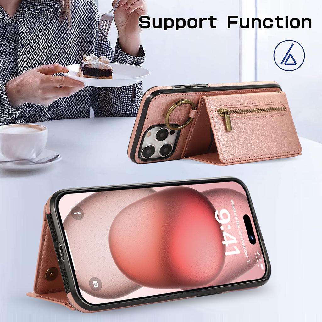 Crossbody Wallet Ring Zipper Leather Case for iPhone 16 15 14 13 12 11 Pro Max XS MAX Samsung S25 S24 S23 S22 S21 Ultra Plus FE A16 A56 A15 A55 A54