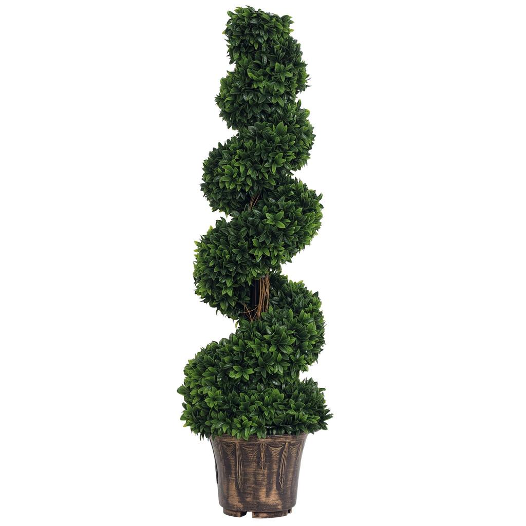 Indoor Artificial Spiral Boxwood Plants 120cm Artificial Indoor And Outdoor Plant With Pot Included Fake Plant For Home Office Living Room Garden