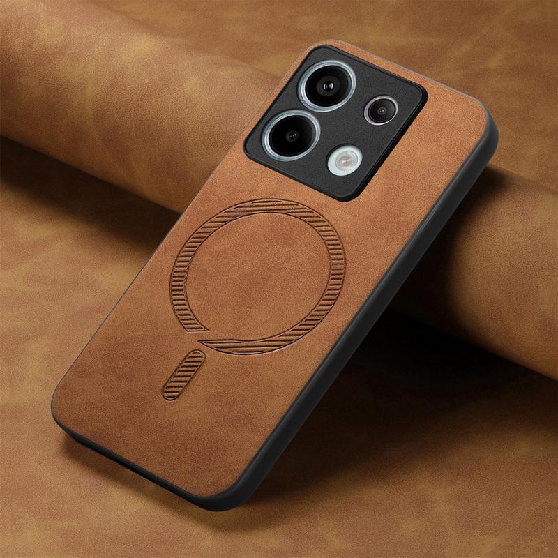 Luxury for Magsafe Magnetic Case for Xiaomi 13t Poco X6 F6 Pro Redmi Note 14 13 Pro K70e 13c PU Leather Shockproof Tpu Hybird Pc Solid Color Case