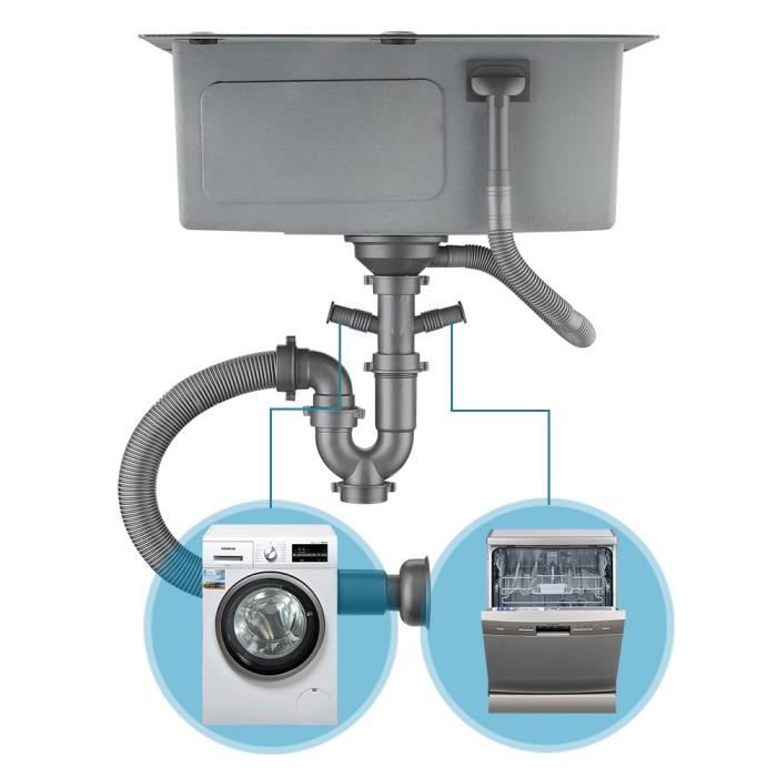 Évier de cuisine - Cecipa - 1 bac - acier inoxydable - anthracite - 50*45*18.5CM